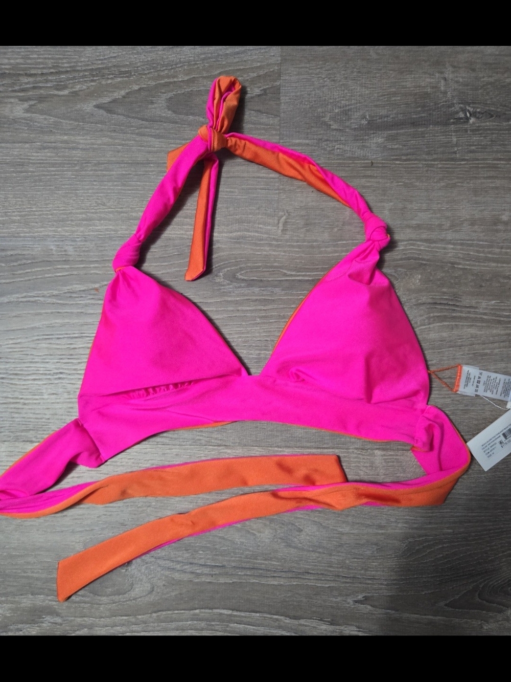 Milly Reversible Hot Pink & Orange Bikini Top